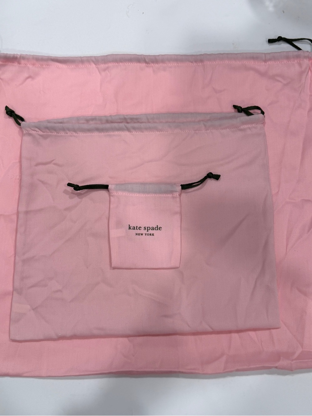 3 Kate Spade Drawstring Protective Dust Bag Covers Pink Small Medium Large